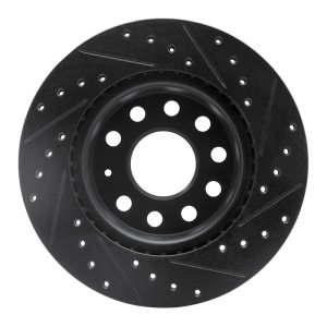 Volkswagen BORA Brake Rotor (1) - Front Left - R1 Concepts - Drilled & Slotted - Black - `05-`15